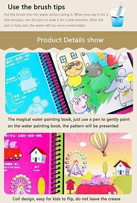 Reusable Magic Water Coloring Book Set for Kids (4-Pack)